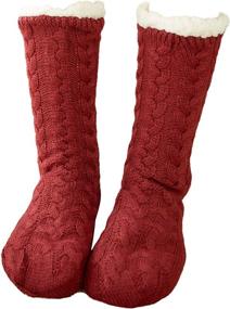 img 4 attached to Cozy and Festive Engmoo Fleece Lining Slipper Christmas Girls' Socks & Tights Collection