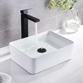 img 4 attached to KES Rectangle Porcelain Ceramic Vessel Sink 16"X12" White Bathroom Above Counter Small Bowl BVS110S40