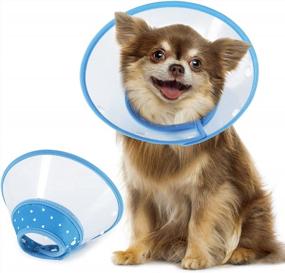img 4 attached to Adjustable Small Dog Cone – Lightweight Elizabethan Collar For Post-Surgery Recovery (Blue)
