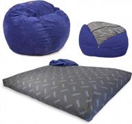 cordaroy's chenille bean bag chair, convertible chair folds from bean bag to bed, as seen on shark tank, navy - full size логотип