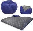 cordaroy's chenille bean bag chair, convertible chair folds from bean bag to bed, as seen on shark tank, navy - full size logo