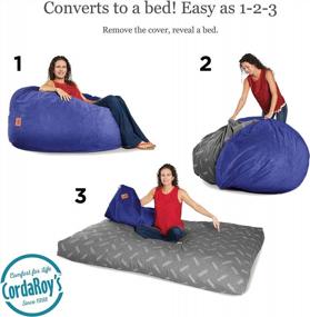 img 3 attached to CordaRoy'S Chenille Bean Bag Chair, Convertible Chair Folds From Bean Bag To Bed, As Seen On Shark Tank, Navy - Full Size