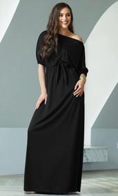 img 2 attached to Long One Shoulder Maxi Dress For Women - Flowy And Casual With 3/4 Short Sleeves By KOH KOH