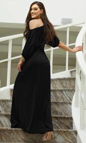 img 1 attached to Long One Shoulder Maxi Dress For Women - Flowy And Casual With 3/4 Short Sleeves By KOH KOH