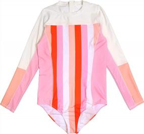 img 4 attached to UPF 50+ Girls Long Sleeve 1 Piece Swimsuit - Multiple Colors | SwimZip