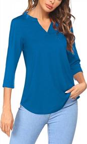 img 2 attached to 👚 Sherosa Womens V Neck Henley Work Tops Blouses with Casual 3/4 Sleeves