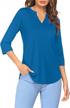 👚 sherosa womens v neck henley work tops blouses with casual 3/4 sleeves logo