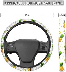 img 3 attached to JOAIFO Aztec Running Horse Print Car Steering Wheel Cover Soft Shoulder Pads All Weather For Car Truck SUV