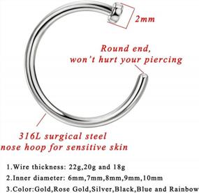 img 1 attached to FANSING Open Hoop Nose Rings For Women & Men - 316L Surgical Steel, 22G-18G, 6Mm-10Mm Diameter, Available In Silver, Gold, And Rose Gold