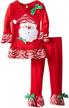 adorable toddler baby girls christmas outfits with cartoon deer design, featuring long sleeve top and matching pants set: pack of 2 logo