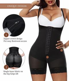 img 2 attached to YIANNA Tummy Control Fajas Colombianas Shapewear: Body Shaper With Thigh Slimmer, Butt Lifter And Zipper Crotch For Women