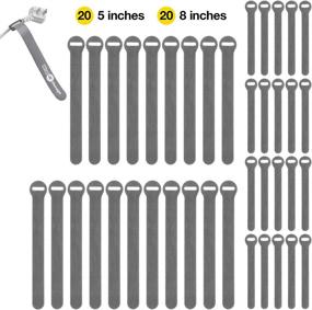 img 2 attached to Wrap-It Storage Self-Gripping Cable Ties - 40 Pack, Gray (5 Inch and 8 Inch Straps) for Effective Cord Management and Office Organization