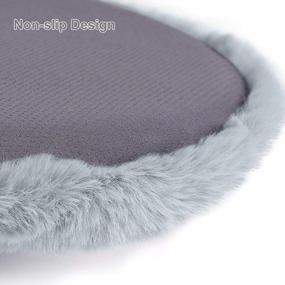 img 2 attached to Shinnwa Grey Round Dorm Fur Chair Cushion Pad With Furry Faux Fur Cover Small Mini Cute Seat Cushion For Kids Desk Chair Teen Girls Bedroom Décor 14 Inch