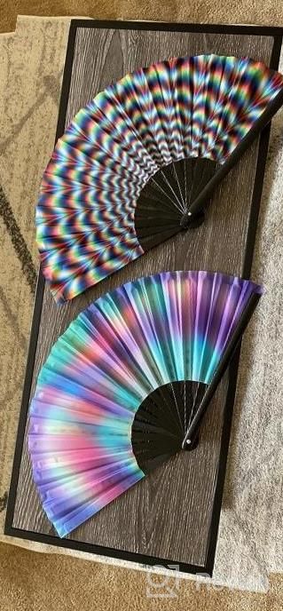 img 1 attached to Large Rave Clack Folding Hand Fan For Men/Women - Bamboo Chinese Japanese EDM Music Festival Club Event Party Dance Performance Decoration Gift (Trippy) review by Kham Fisk