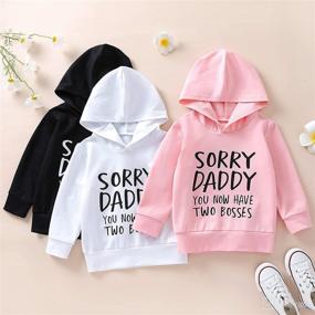 img 3 attached to 👶 Toddler Baby Girls Fall Outfit Hoodies with Letter Print - Long Sleeve Loose Pullover Hooded Tops for Infants - Stylish Infant Clothes