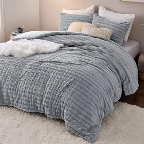 img 3 attached to Bedsure Fluffy Comforter Set Queen- Ultra Soft Faux Fur Comforter, Grey Comforter Set Queen Size, Winter Warm Fuzzy Bedding Set, Luxury Plush Bed Set 3 Pieces (1 Shaggy Comforter+2 Pillow Cases)