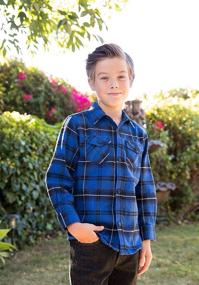 img 1 attached to Gioberti Sleeve Plaid Flannel Coral Boys' Clothing : Tops, Tees & Shirts