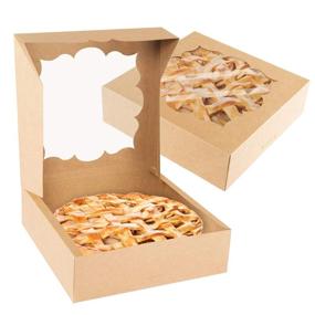 img 4 attached to 20-Pack 10X10X3Inch Коробки для пирогов с окном для пирогов, чизкейка и шоколадной клубники - идеальные коробки для выпечки коричневого цвета от NPLUX