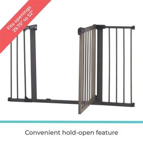 img 3 attached to 🏠 Secure Your Home with Toddleroo by North States 52" Wide Driftwood Extra Wide Auto Close Baby Gate - Pressure Mount, Self-Closing & Hold-Open Feature - Fits Openings 29.75” to 52” Wide - 30" Tall, Graphite and Wood