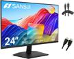 sansui es-24f1: ultra slim ergonomic monitor with 1920x1080p resolution, 75hz refresh rate, adaptive sync, type-c output, headphone jack, hdmi, and built-in speaker logo