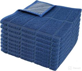 img 4 attached to 🧽 Multipurpose Microfiber Kitchen Dish Cloths: Poly Scour & Scrubber Side, Fast Dry, No Odor, with Mesh Back - Set of 8 Navy Blue, 12x12