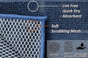 img 2 attached to 🧽 Multipurpose Microfiber Kitchen Dish Cloths: Poly Scour & Scrubber Side, Fast Dry, No Odor, with Mesh Back - Set of 8 Navy Blue, 12x12