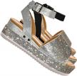sparkling crystal platform sandal with ankle strap for women: aquapillar rhinestone glitter flatform logo