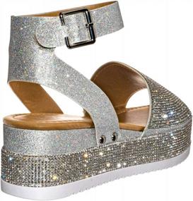 img 2 attached to Sparkling Crystal Platform Sandal With Ankle Strap For Women: Aquapillar Rhinestone Glitter Flatform