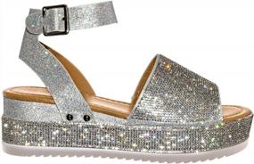img 1 attached to Sparkling Crystal Platform Sandal With Ankle Strap For Women: Aquapillar Rhinestone Glitter Flatform