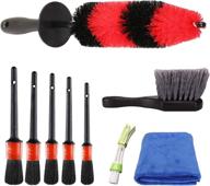 🚗 spta 9pcs wheel & tire brush car detailing kit: ultimate cleaning power for dirty tires! includes easy reach wheel and rim brush, 5pcs detailing brushes, short handle cleaning brush, 1pc microfiber cleaning cloth логотип