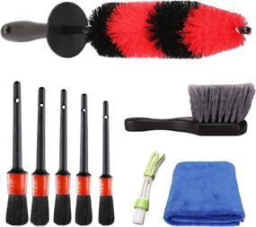 img 4 attached to 🚗 SPTA 9Pcs Wheel & Tire Brush Car Detailing Kit: Ultimate Cleaning Power for Dirty Tires! Includes Easy Reach Wheel and Rim Brush, 5pcs Detailing Brushes, Short Handle Cleaning Brush, 1pc Microfiber Cleaning Cloth