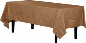 img 4 attached to Золотая пластиковая скатерть премиум-класса - упаковка из 12 54 дюймов. Х 108В. Чехлы для столов прямоугольной формы