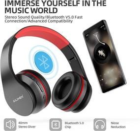 img 2 attached to 🎧 AILIHEN A80 Беспроводные наушники Bluetooth: гарнитура Hi-Fi Stereo со стандартом V5.0, складные и с микрофоном, режим карты TF, время работы 25 часов - серый красный