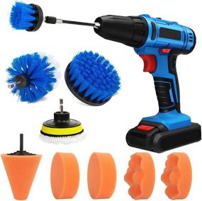 img 4 attached to 🧽 HUSTON LOWELL 12 PCS Drill Brush Car Polishing Pads Cleaning Kit - Ultimate Interior, Boat, Bathroom, Wheels & Hubs Care with Extend Attachment (Electric Drill NOT Included)