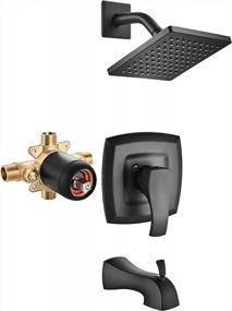 img 4 attached to Upgrade Your Bathroom Experience With Hoomtaook Shower Faucet Set: Matte Black Bathtub And Shower Trim System With High Pressure Rain Head And Tub Spout