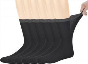 img 4 attached to Yomandamor Best Mens Bamboo Mid-Calf Diabetic Socks With Seamless Toe,6 Pairs L Size(Socks Size:10-13)