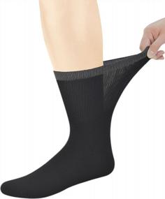 img 3 attached to Yomandamor Best Mens Bamboo Mid-Calf Diabetic Socks With Seamless Toe,6 Pairs L Size(Socks Size:10-13)