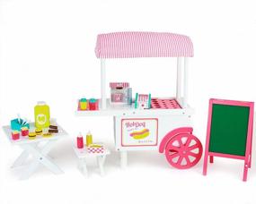 img 4 attached to Playtime By Eimmie 18 Inch Doll Furniture - Hot Dog Food Cart And Dolls Accessories - Wooden Playsets - Fits American, Generation, My Life & Similar 14”-18” Girl Dolls Stuff - Girls Toys