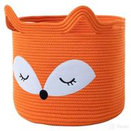 🦊 vk living fox toy baskets - cotton rope animal baskets - orange laundry baskets for toys, clothes, gifts, towels, blankets - pink laundry hamper for organizing - cute kawaii laundry basket 15''x14'' logo