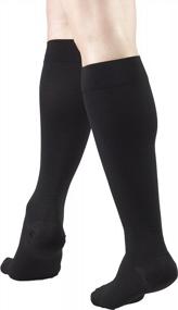 img 1 attached to Truform 20-30 MmHg Compression Stockings For Men & Women - Knee High, Closed Toe, Black 3X-Large