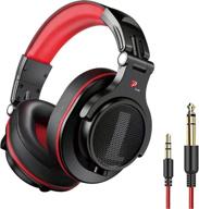 🎧 prosonic dj2r over ear headphone: wired bass headset with 40mm driver, foldable lightweight - black red логотип