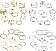 52 pcs silver/gold tone stackable knuckle rings for women vintage midi finger rings set - yadoca logo