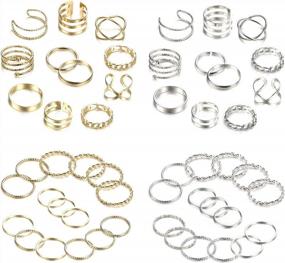 img 4 attached to 52 Pcs Silver/Gold Tone Stackable Knuckle Rings For Women Vintage Midi Finger Rings Set - YADOCA