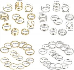 img 3 attached to 52 Pcs Silver/Gold Tone Stackable Knuckle Rings For Women Vintage Midi Finger Rings Set - YADOCA