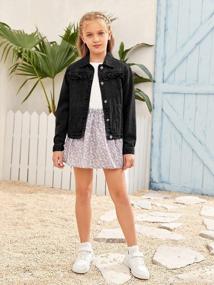 img 1 attached to Spring Basic Jean Jacket With Buttons And Pockets For Girls, Ages 5-14 - Xineppu Denim Outwear