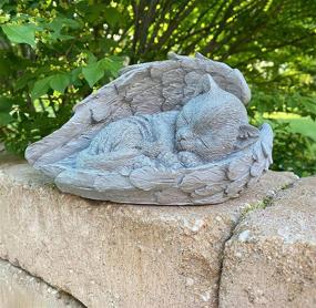 img 1 attached to 🐱 AuldHome Angel Cat Statue: Garden Resin Ornament for Memorializing and Honoring Your Beloved Sleeping Cat