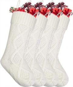 img 4 attached to Pack Of 4 Coindivi Knit White Christmas Stockings - 18 Inches, Perfect For Trees, Doors, And Fireplaces, Festive Stocking Decorations For Family Parties And Holiday Season