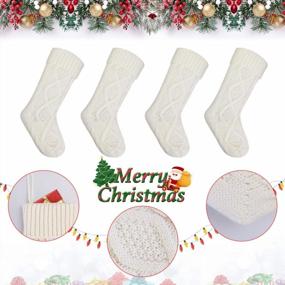 img 2 attached to Пакет из 4 белых рождественских чулок Coindivi Knit - 18 дюймов, идеально подходит для деревьев, дверей и каминов, праздничных украшений для семейных вечеринок и праздничного сезона