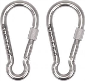 img 4 attached to SHONAN 4 Inch Large Locking Carabiner, 2 Pack Heavy Duty Carabiner Clips, Stainless Steel Screw Locking Carabiners For Home Gym, Plant Hanging, Outdoor Camping, Swing, Hiking, 650 Lbs Capacity