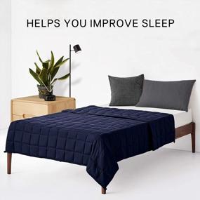 img 3 attached to 🛏️ ZonLi Weighted Blanket 15lbs (60x80, Queen Size, Navy Blue), Cooling and Breathable Heavy Blanket for Adults, Soft Material with Premium Glass Beads